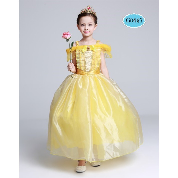 ชุดเจ้าหญิงเบลล์แขนยาว Princess Belle ชุดเดรสไปงานสีเหลือง