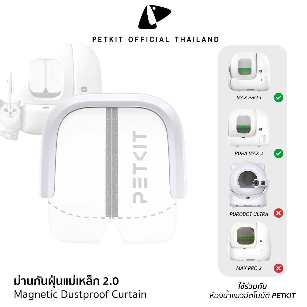 PETKIT Magnetic Dustproof Curtain 2.0 ม่านแม่เหล็กกันฝุ่น สำหรับห้องน้ำแมวรุ่นอัตโนมัติ Max2024/Max 2/Max Pro1/Max Pro2