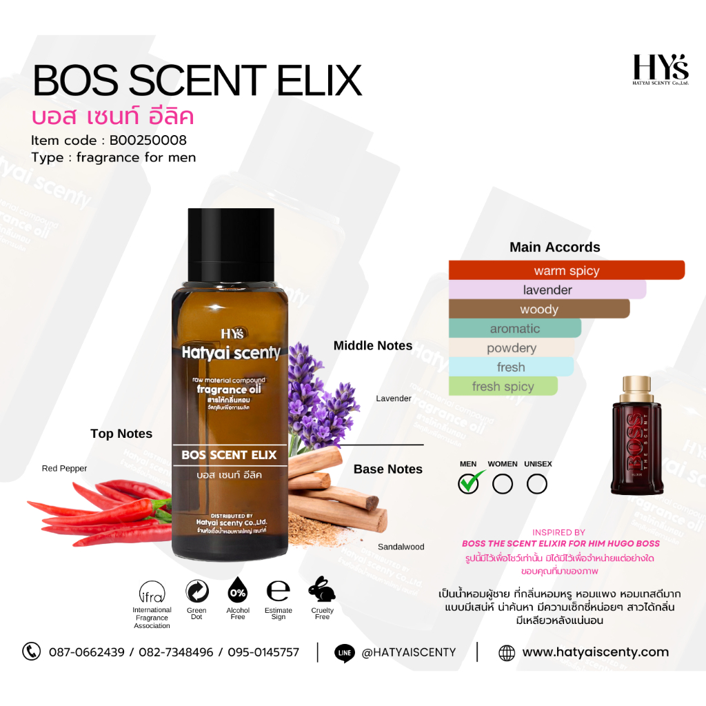 หัวเชื้อน้ำหอม กลิ่น BOS SCENT ELIX บอส เซนท์ อีลิค