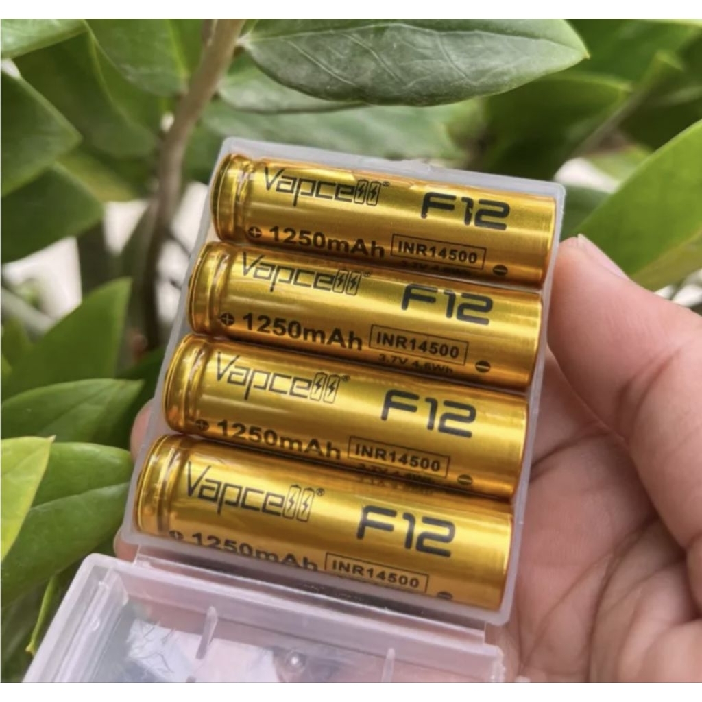 ถ่านชาร์จ Vapcell 14500 F12 สีทอง ความจุ 1250 mAh ขนาดเท่า AA หัวนูน ถ่านไฟฉาย