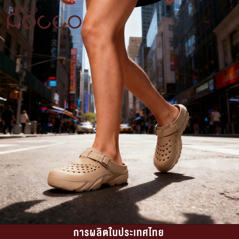 Marco Rocco รองเท้าหัวโตแฟชั่น พื้นนุ่มใส่สบายเท้า กันลื่น น้ำหนักเบา รองเท้าแตะแบบสวมผู้หญิง MR8027