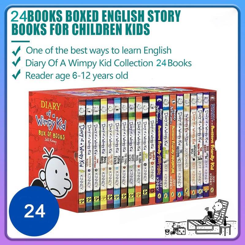 Diary Of A Wimpy Kid Collection 24 Books Boxed Set Comic Book English Story Books for Children Kids