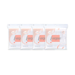 (ชุด 4 ) เอเวอร์กรีน สำลีก้าน 100 ก้านถุง ขนาดปกติ - ชุด 4 ชิ้น / Evergreen Cotton Bud 100 pcs. (4 unit)