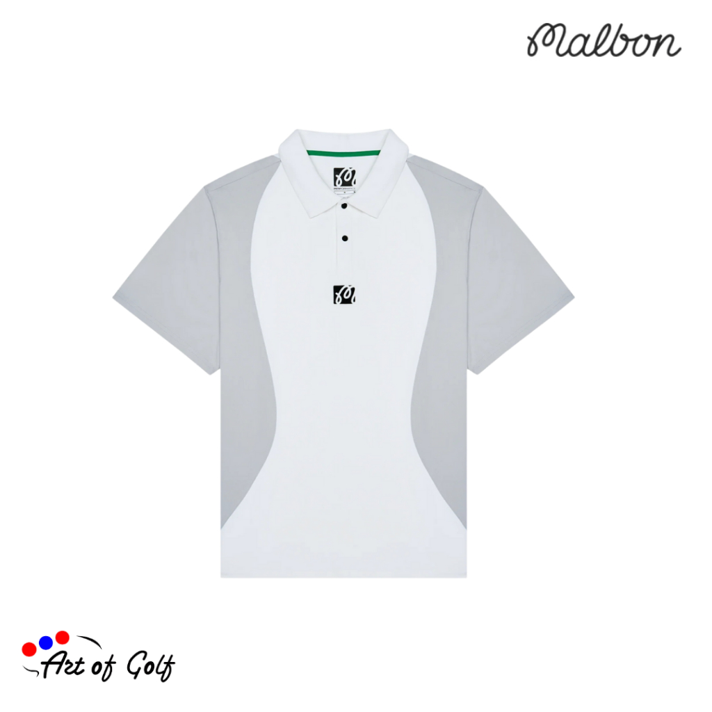 MALBON PERFORMANCE PIQUE POLO  (WHITE / SILVER)