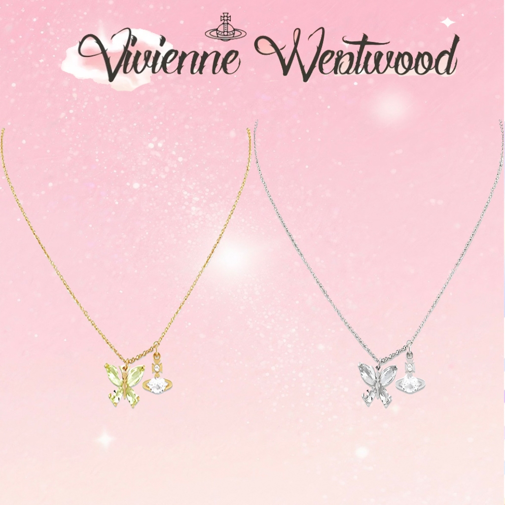 【ของแท้ 100%】Vivienne Westwood 24 รูปแบบผีเสื้อ คู่รักคู่รัก สีทองสีเงิน