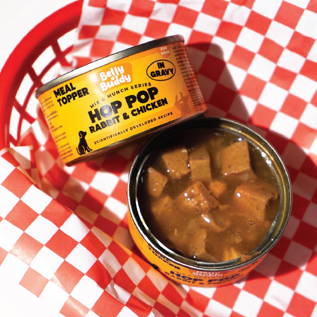 Belly Buddy Mix & Munch Hop Pop Rabbit & Chicken Meal Topper ท๊อปปิ้งอาหารสุนัข ขนาด80g