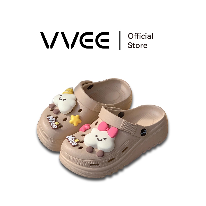 VVEE รองเท้าแฟชั่นผู้หญิง รองเท้าแตะผู้หญิง พื้นหนา กันลื่นและทนทาน อ่อนนุ่ม คลายเมื่อยเท้า วัสดุ EVA