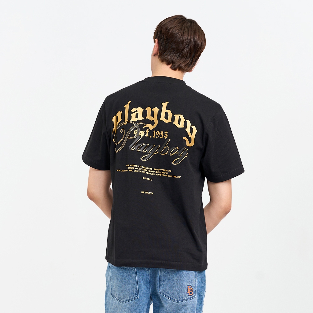 PLAYBOY เสื้อยืดคอกลมแขนสั้น P1MT259TB117BK