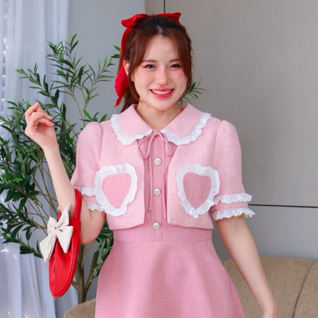 DW313 My Hertz Dress ชุดเดรสทรงบาน ปักลายหัวใจ - รูปที่ 6