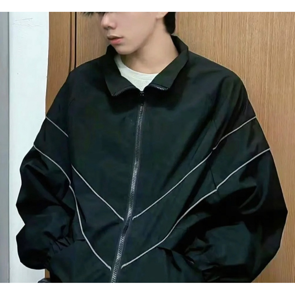 ลดราคาสุดคุ้มเสื้อแขนยาวสไตล์ฮิปฮอปตีแถบตัวVผ้าร่มทรงสวย - รูปที่ 3