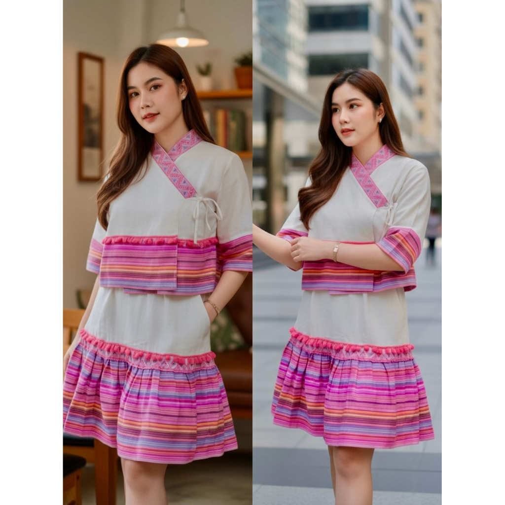 ชุดเซ็ตเสื้อ+กระโปรง สไตส์ล้านนา