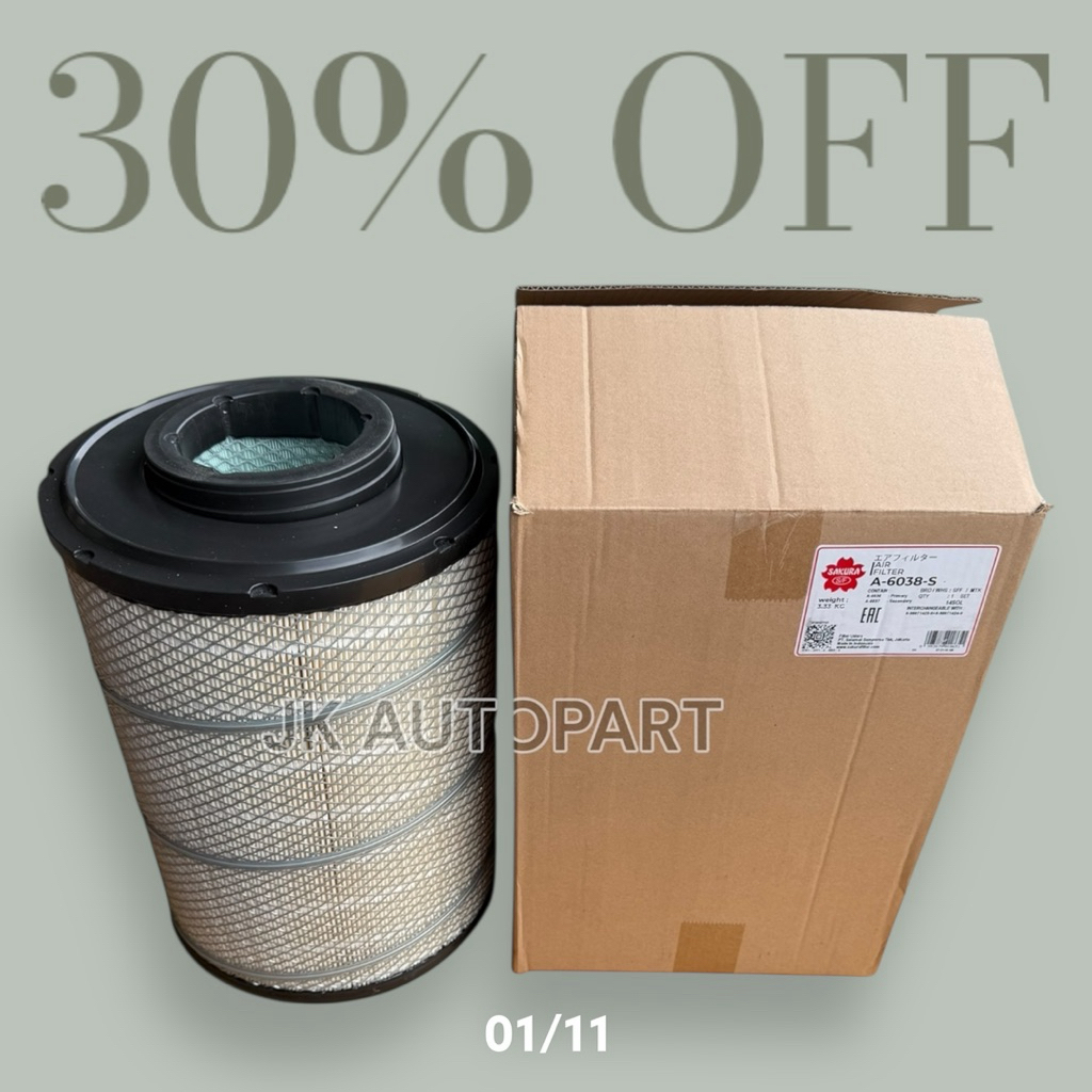 A-6038-S ไส้กรองอากาศ Isuzu Deca300 อีซูซุ เดก้า300,FVZ300,เดก้า245,FVM,FVZ245, 8-98071423-0+8-98071
