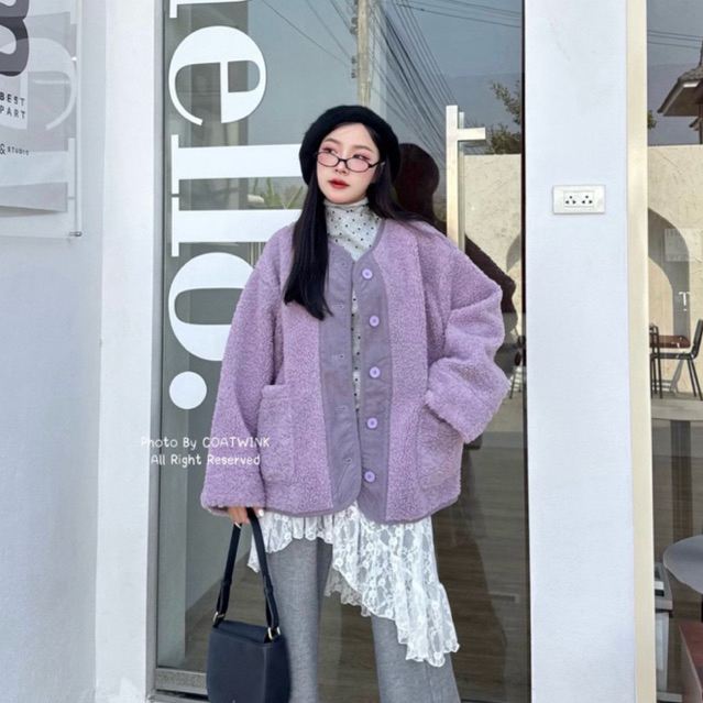 COATWINK🪻LAVENDER COAT โค้ทขนแกะสีม่วงลาเวนเดอร์ น่ารักมาก