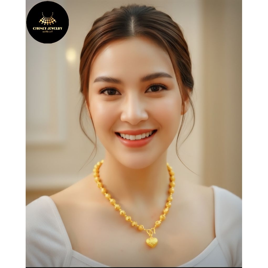 สร้อยคอประคำฉลุลายพร้อมจี้หัวใจ มีความยาว18,20,24(นิ้วสวมหัว) งานสวย ใส่ออกงานสวยมาก