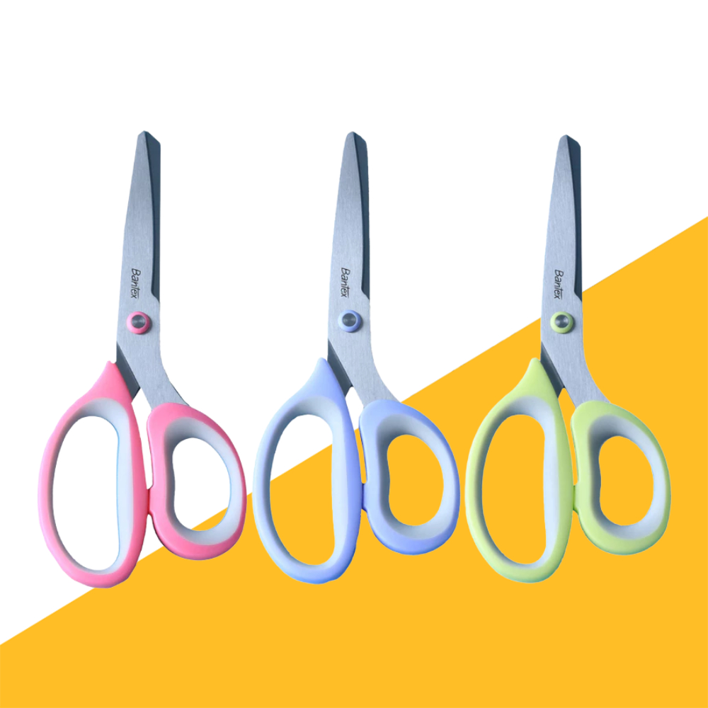 Bantex กรรไกรสแตนเลส กรรไกรตัดกระดาษ สีฟ้า และแบบสุ่มสี เครื่องเขียน กันสนิม จับ