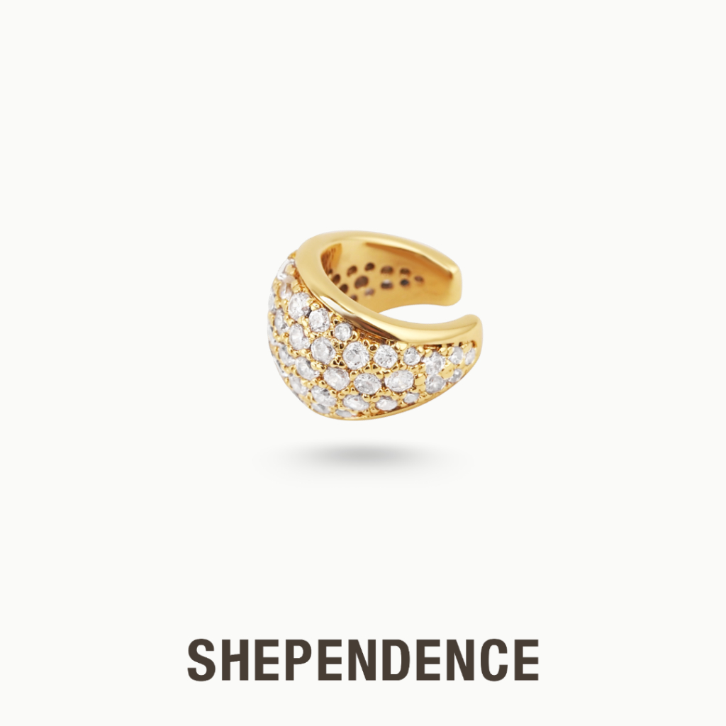 SHEPENDENCE ต่างหูหนีบคริสตัล Luxe Estelle Curve