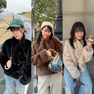 MALIMAYS - Cloudy Scarf Jacket เสื้อแจ็กเก็ตขนเฟอร์ พร้อมผ้าพันคอ สามารถถอดได้