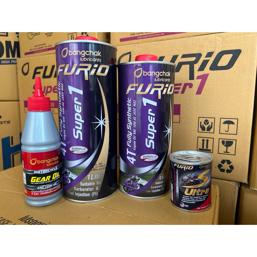 น้ำมันเครื่อง มอเตอร์ไซส์ Furio 4T fully synthetic Super 1 สังเคราะห์ 100% SAE 10w/40 JASO MA2