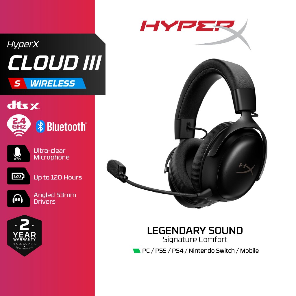 HyperX Cloud III S Wireless - Gaming Headset หูฟังไร้สาย หูฟังเกมมิ่ง