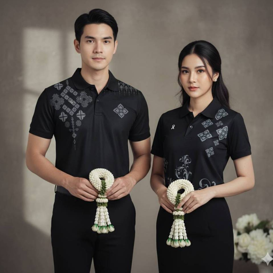 🔥เสื้อดำลายไทย 5 แบบ 8 ไซส์ S-5XL 📌เสื้อโปโลลายไทย เสื้อดำทำงาน 🔥เสื้อดำ พร้อมส่งจากไทยทันที ไม่ต้องรอ