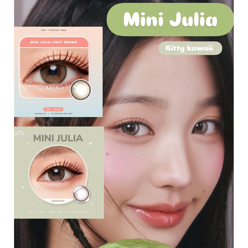 kitty kawaii -รุ่น Mini Julia brown ค่าอมน้ำ55% คอนแทคเลนส์ Ilens lovely lens