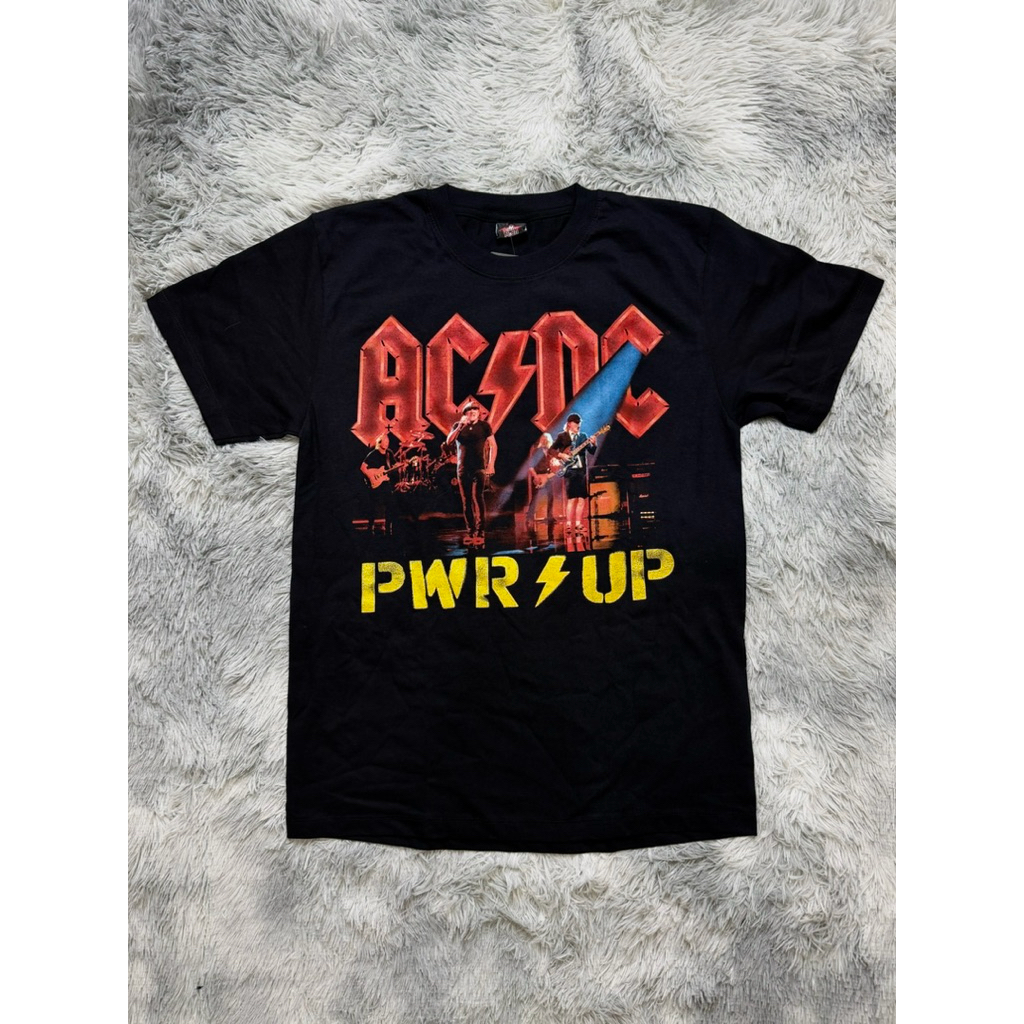 ACDC สายฟ้าแดงสั๊นสั้น เสื้อแขนสั้น ป้าย RockYeah