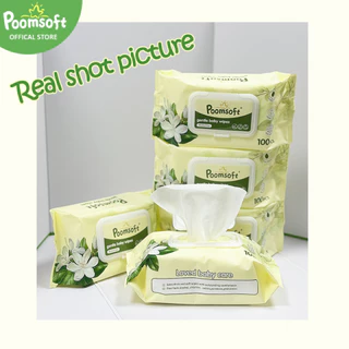 Poomsoft ผ้าเช็ดทำความสะอาดมะลิ ทิชชู่เปียก 1000แผ่น 10แพ็ค Baby Baby wipes Jasmine baby wipes