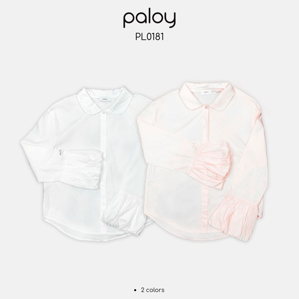 Paloy - PL0181 เสื้อเชิ้ตผู้หญิงแขนยาว ปลายแขนตุ๊กตา
