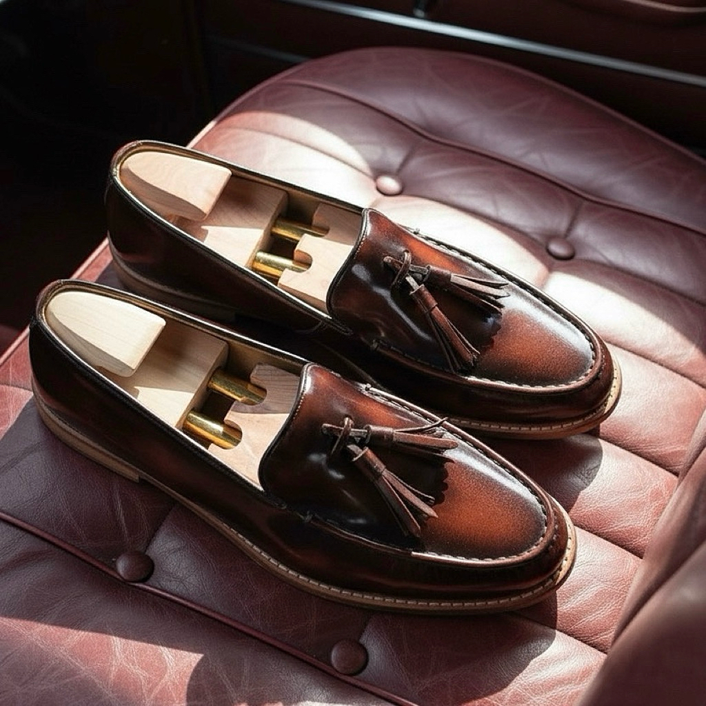 tassel loafer - bunch (burgundy) รองเท้าหนังวัวแท้ /พร้อมรับของแถม 5 รายการ