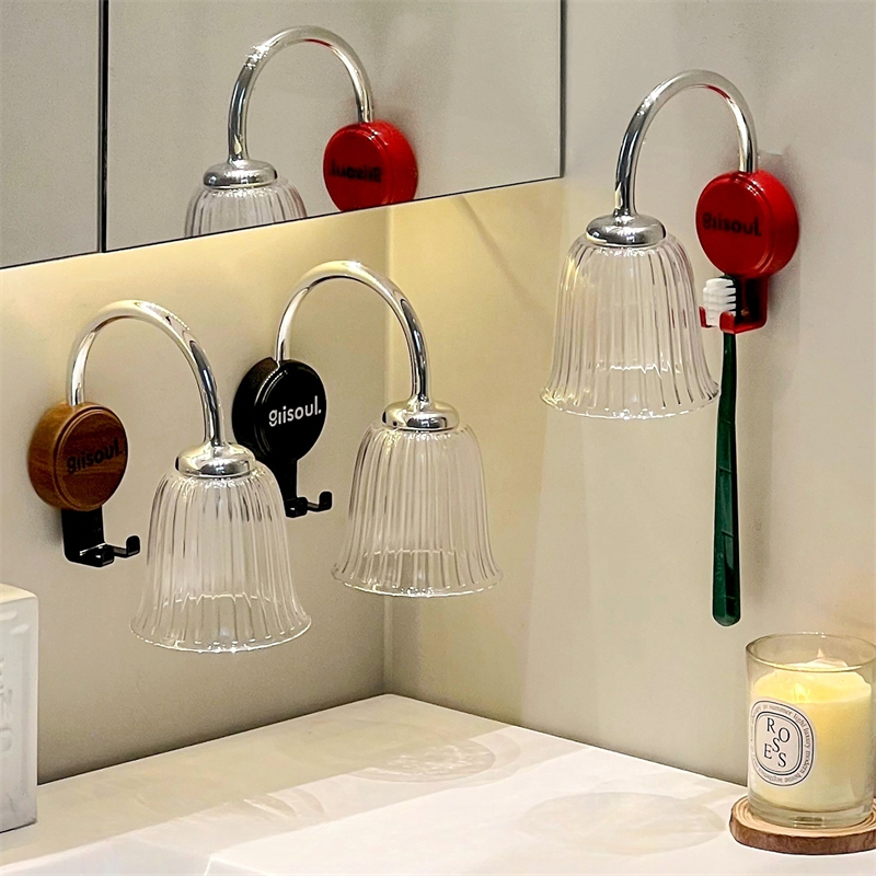 DearHome ที่แขวนแปรงสีฟันติดผนัง ที่วางแก้วและแปรงสีฟันแบบแม่เหล็กคว่ำ ไม่ต้องเจาะ