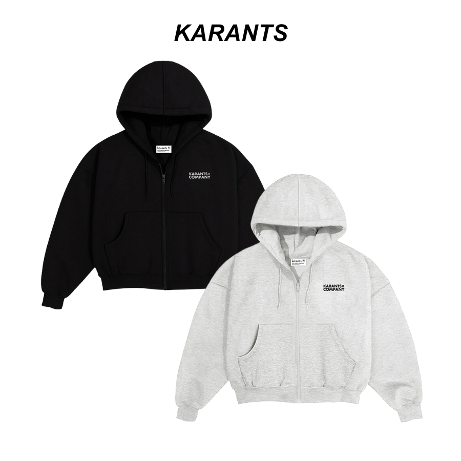 Karants เสื้อฮู้ดซิปทรง Cropped Boxy ลายปั๊มนูน ผ้าฝ้ายนุ่มฟูพรีเมียม สไตล์ Unisex - AK40
