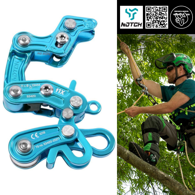 Rope Runner Pro โรปรันเนอร์ โปร อุปกรณ์ขึ้นลงเชือกสำหรับการปีนต้นไม้ สีฟ้า Notch Equipment 53420TLW