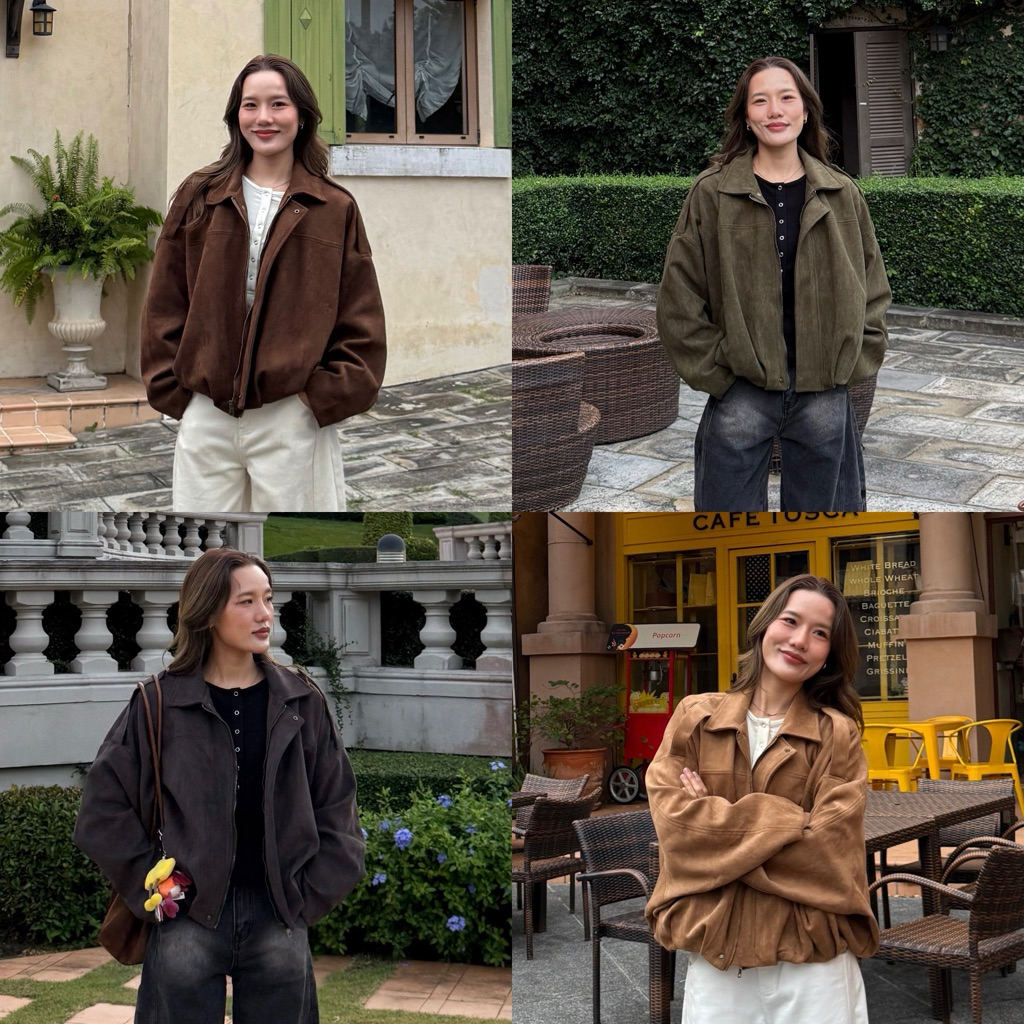 [เก็บโค้ด Trendy ลด30% เหลือ 875.-] Bondi suede jacket  (บอนดี้) เสื้อแจ็คเก็ตหนังกลับ ชายเสื้อเย็บแต่งบอลลูน