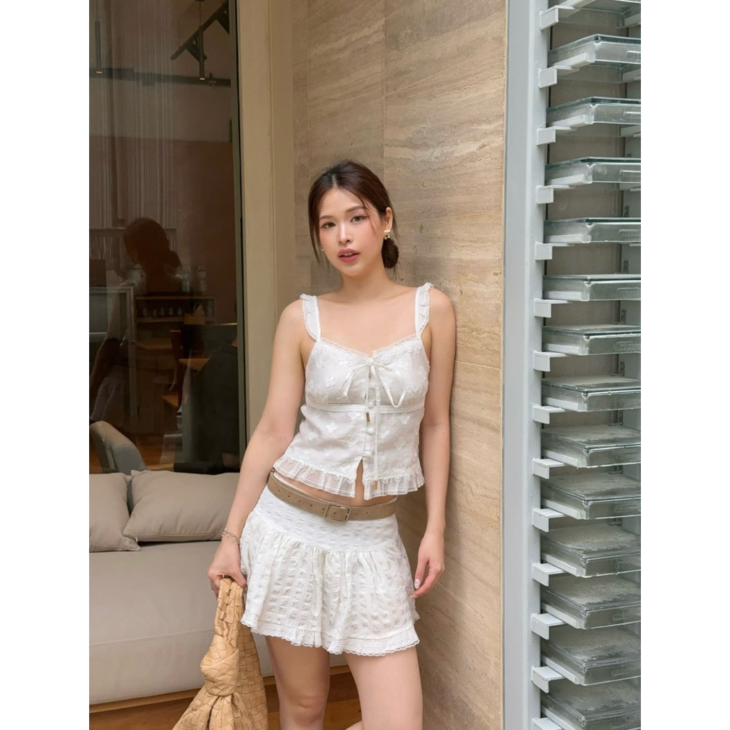 SOFIA LACE WHITE TOP เสื้อลูกไม้สายเดี่ยว ราคา ถูกที่สุด ดีลบีเคเค แกลเลอรีภาพที่ 2