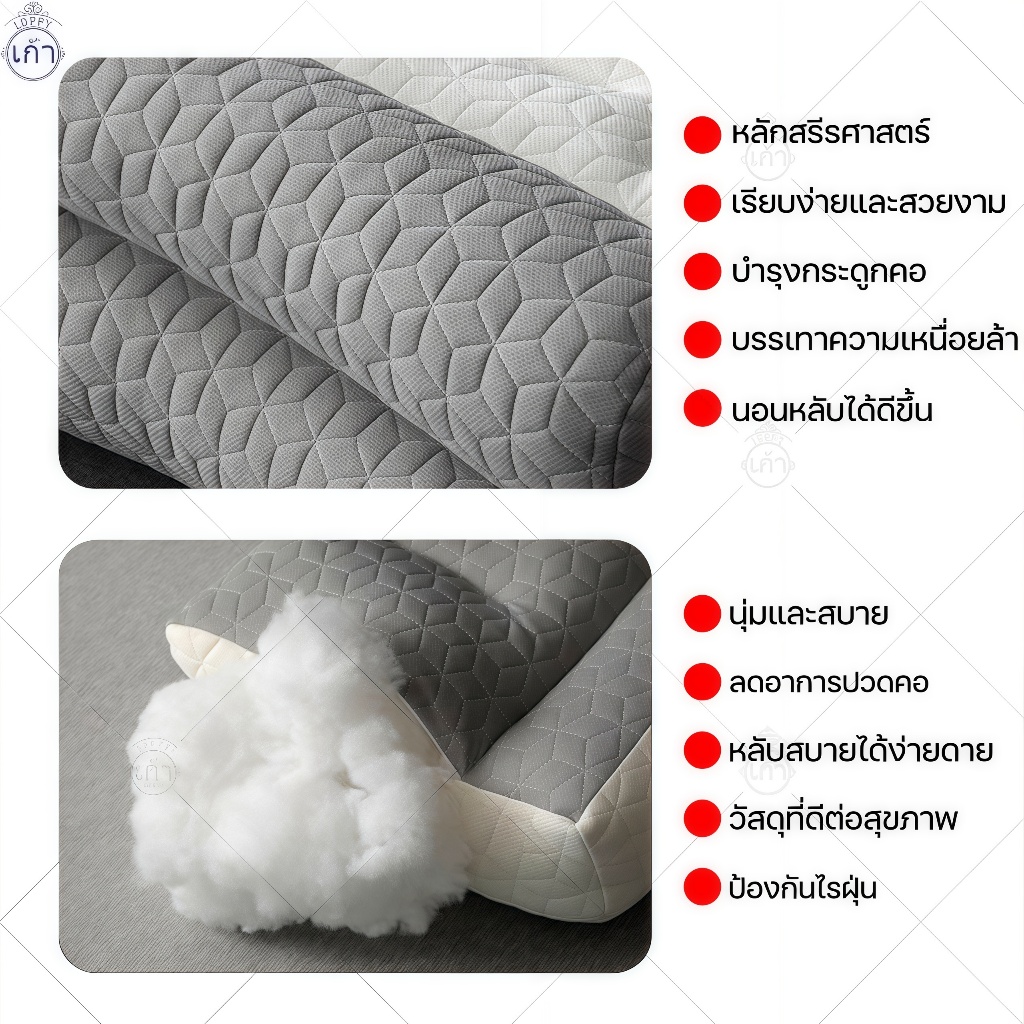 หมอน หมอนสุขภาพ หมอนนอน ป้องกันไรฝุ่น ลดกรน รองรับตามสรีระคอ บรรเทาอาการปวดคอที่เกิดจากการนอน นอนไม่พอดี รูปที่ 5