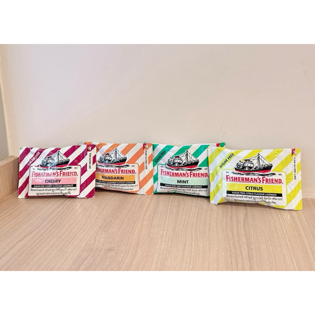 Fisherman’s Friend ลูกอมฟิชเชอร์แมนส์ปราศจากน้ำตาลหอม เย็นชุ่มคอขนาด 25 กรัม มี4กลิ่น