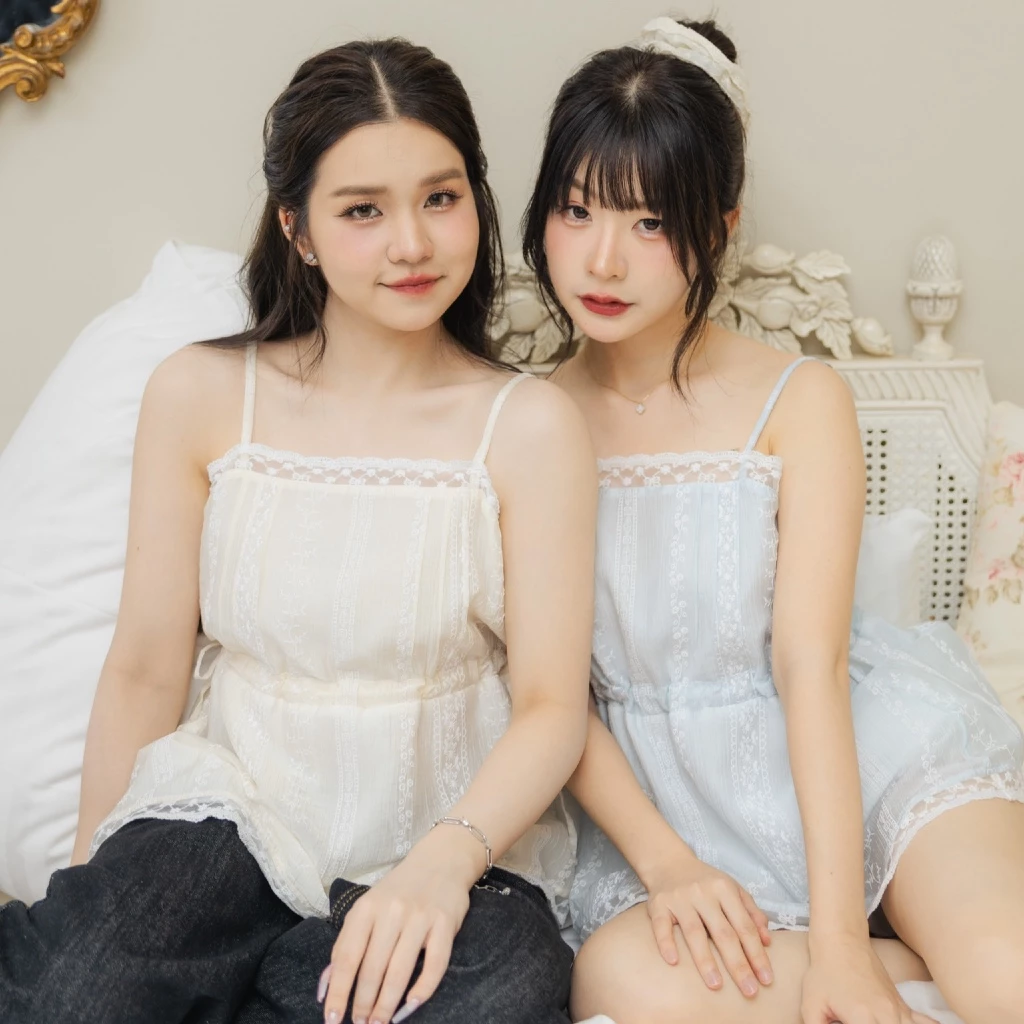 RIKA น้องริเกด สายเดี่ยวลูกไม้รูดเอว