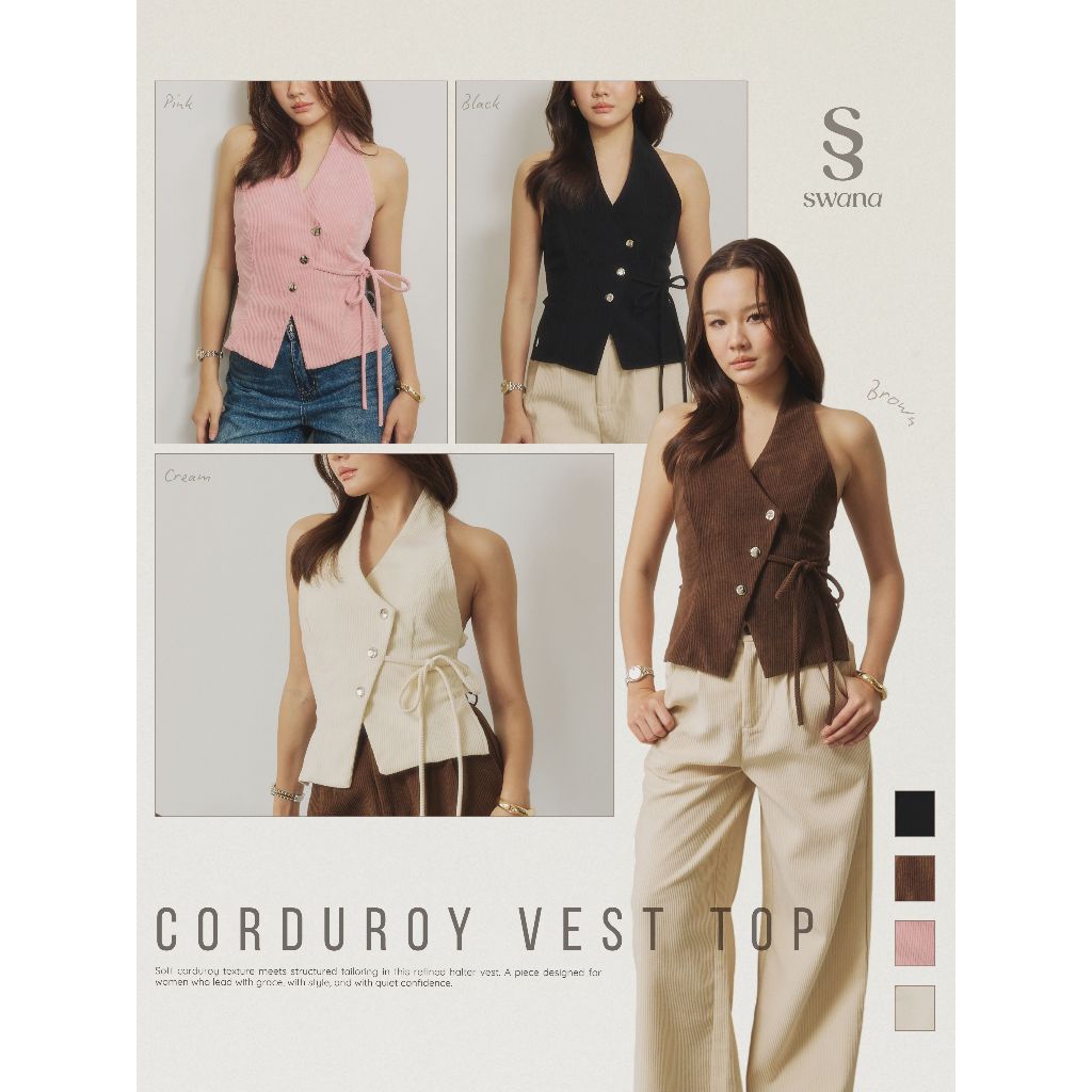Swana.ss - Corduroy vest top  XS-XL 🧀🥞✨ เสื้อคล้องคอผ้าลูกฟูก