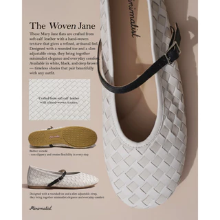𝐌𝐈𝐍𝐈𝐌𝐀𝐋𝐈𝐒𝐓 รองเท้าคัทชูหนังลูกวัว รุ่น Woven jane หน้าเท้ากว้าง มีซัพพอร์ต ไม่กัดเท้า