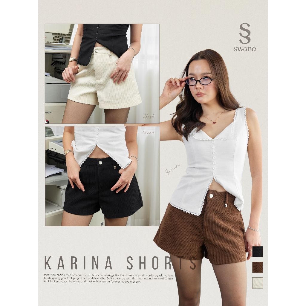 Swana.ss -  Karina short “ XS-XL 💖🐰 กางเกงขาสั้นผ้าลูกฟูก