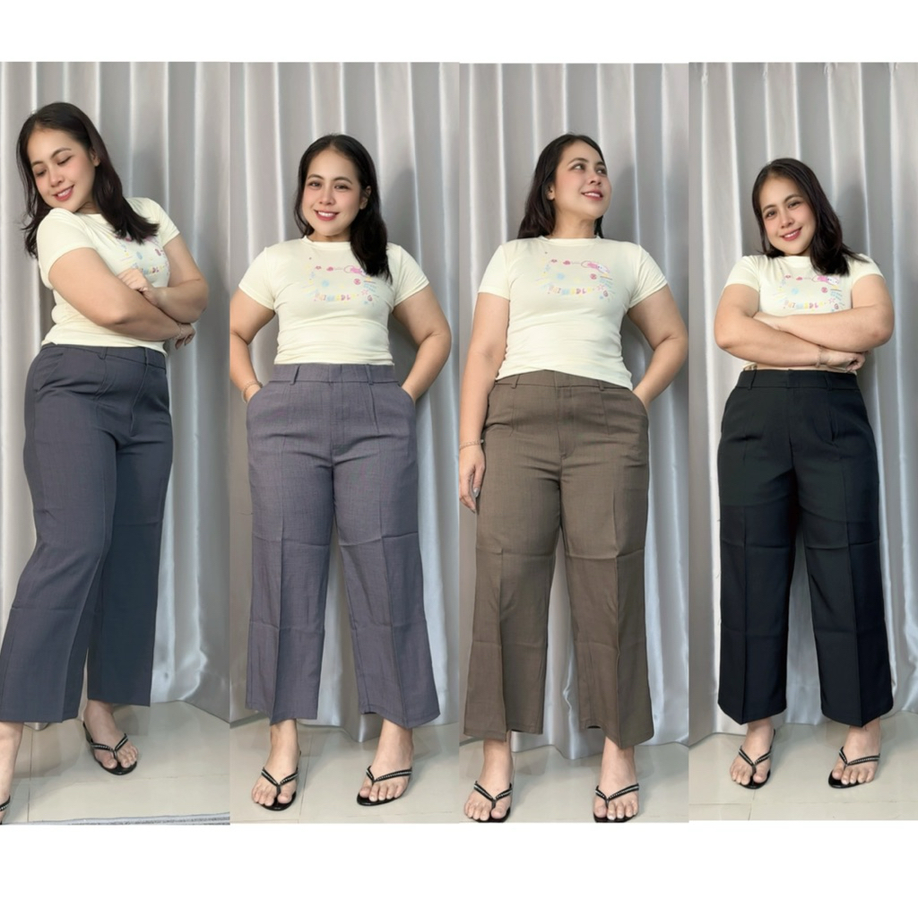 กางเกงผ้า สโนฟลอร่า 8 ส่วน ใส่ทำงาน เอวสูง ยาว 37" เนื้อผ้านิ่มใส่สบายทรงสวย ไม่ต้องเผื่อไซส์