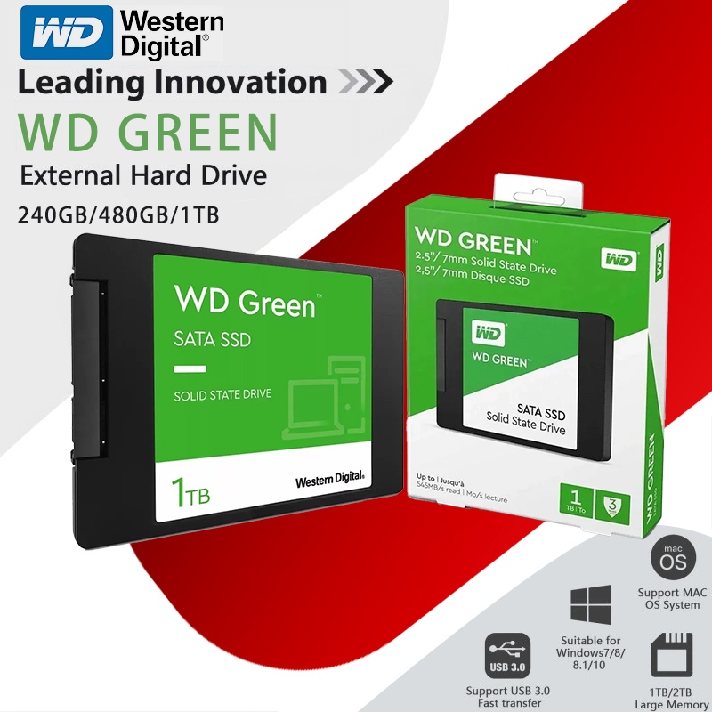 240GB 480GB 1TB Internal hard drive SATA3 WD Green Solid State Drives SSD 2.5'' 6.0Gb/s
