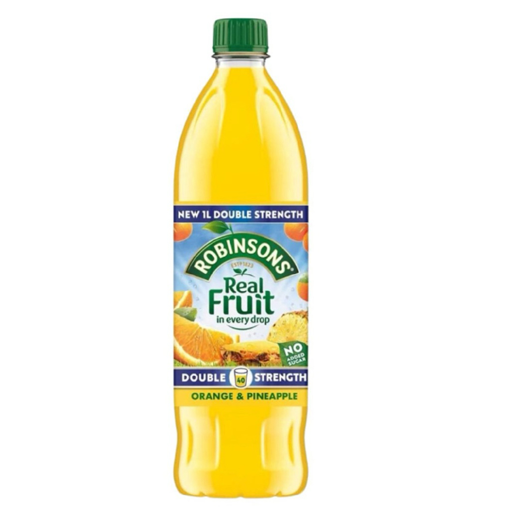 Robinsons Double Strength Orange/Blackcurrant/Apple&Blackcurrant/Summer Fruit/Orange/Lemon/Apple 1lt