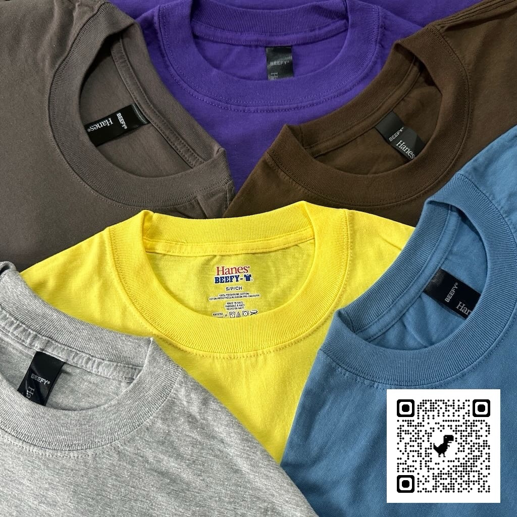 Hanes Beefy Crew T-Shirt 6.1 oz เสื้อยืดคอกลมคละสี  สินค้านำเข้า Made in Haiti