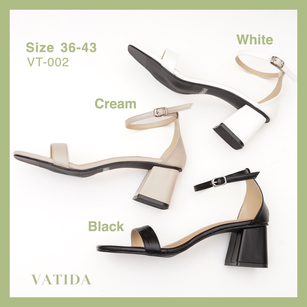 (พร้อมส่งจากไทย) VATIDA VT-002 รองเท้าส้นสูงรัดส้น 2.5 นิ้ว ส้นก้อนมินิมอล คลาสสิก เรียบหรู