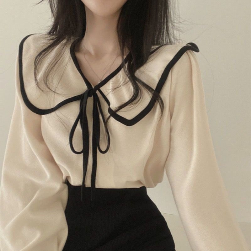 (เเถมฟรีสร้อยคอ )พร้อมส่งจากไทย เสื้อเเขนยาวเเต่โบว์เเบบสุภาพใส่ทำงานเเละใส่ได้ทุกโอกาส สไตส์เเฟชั่นเกาหลี ระดับไฮเอนด์