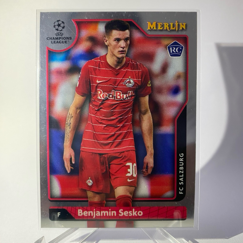 การ์ดนักฟุตบอลสำหรับสะสม BENJAMIN SESKO, RC, SALZBURG, TOPPS MERLIN 2022