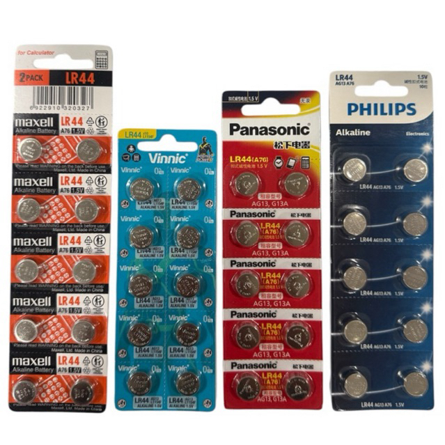 ถ่านLR44/A76/AG13/L1154F แผง10ก้อน(Maxell,Vinnic,Panasonic,Philips)บริการส่งด่วนรับสินค้าภายในวัน