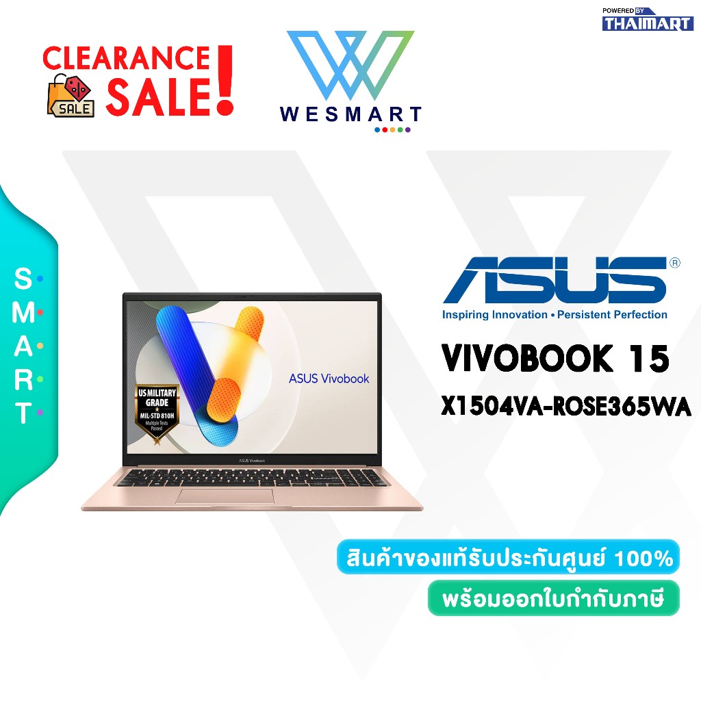 (Clearance) ASUS NOTEBOOK (โน้ตบุ๊ค) VIVOBOOK 15 X1504VA-ROSE365WA : DEMO สินค้าตัวโชว์/ประกันศูนย์ 