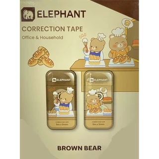 (KTS)เทปลบคำผิด ตราช้าง Correction BROWN BEAR ขนาด 5m. x 5mm. ( บรรจุ 2 อัน / แพ็ค ) คละลาย !!!